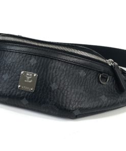 MCM Slim Fursten Belt Bag Medium Visetos Black in Coated Canvas with  Silver-tone - US
