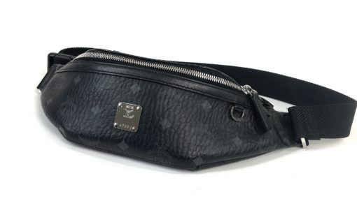 MCM Fursten Black Medium Belt Bag in Visetos 12