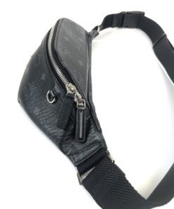 MCM Slim Fursten Belt Bag Medium Visetos Black in Coated Canvas