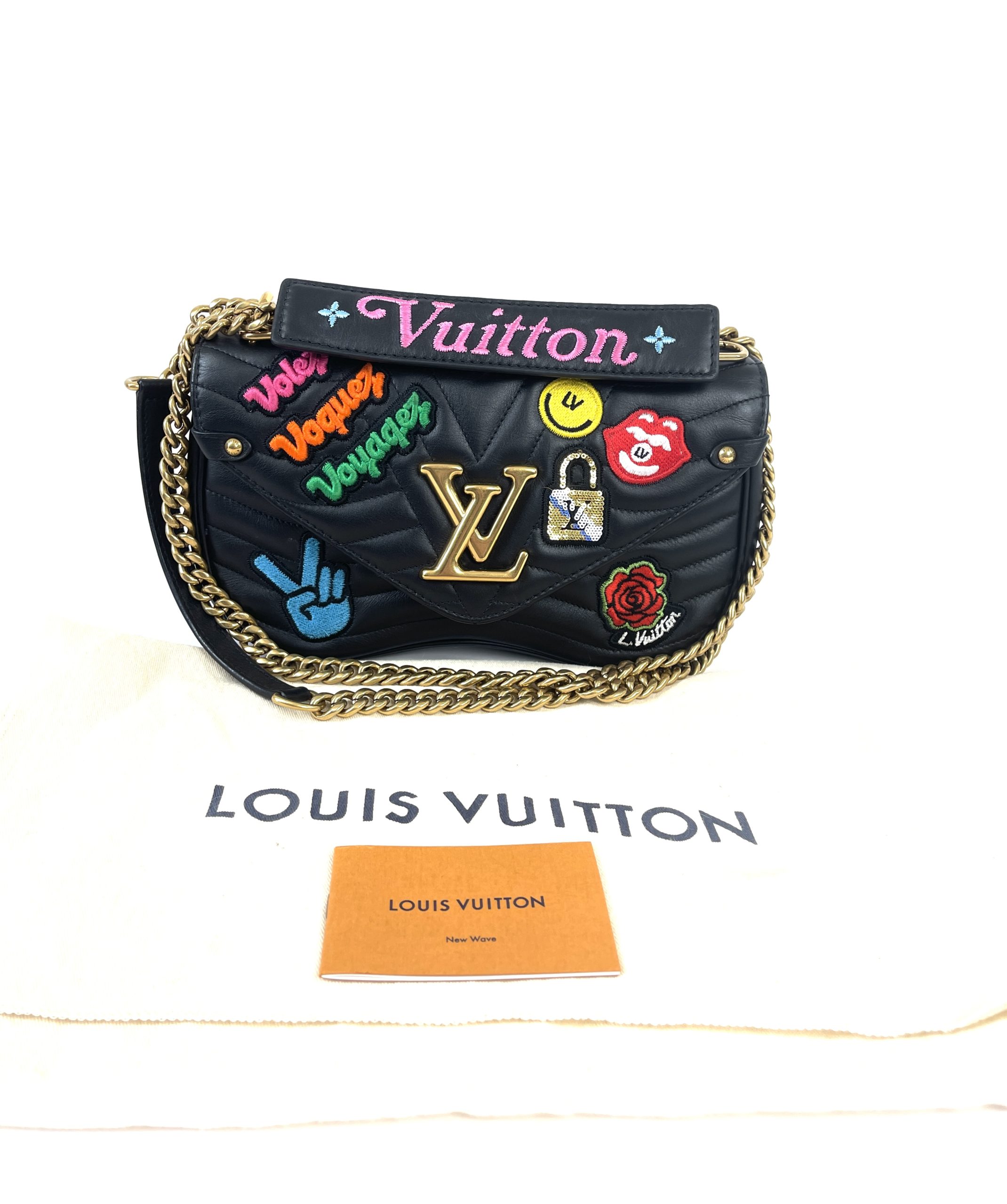 Louis Vuitton Fly Sail Travel Embroidered New Wave Chain MM Black Bag - A  World Of Goods For You, LLC