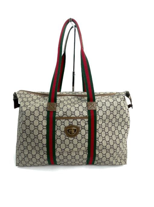 Gucci Plus Logo Canvas Vintage Tote Shoulder Bag 