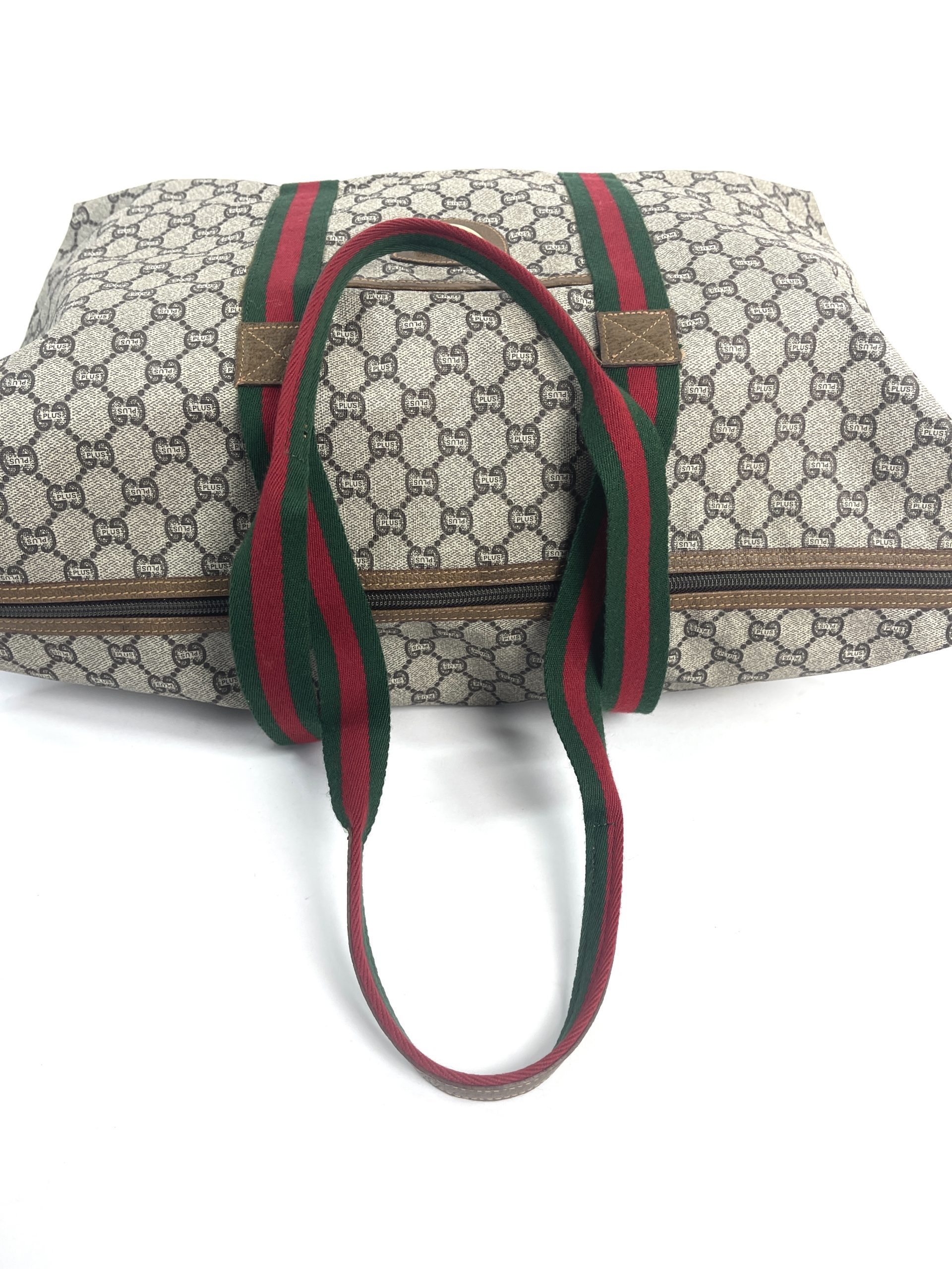 Gucci Vintage Red Monogram GG Logo Canvas Shoulder Bag
