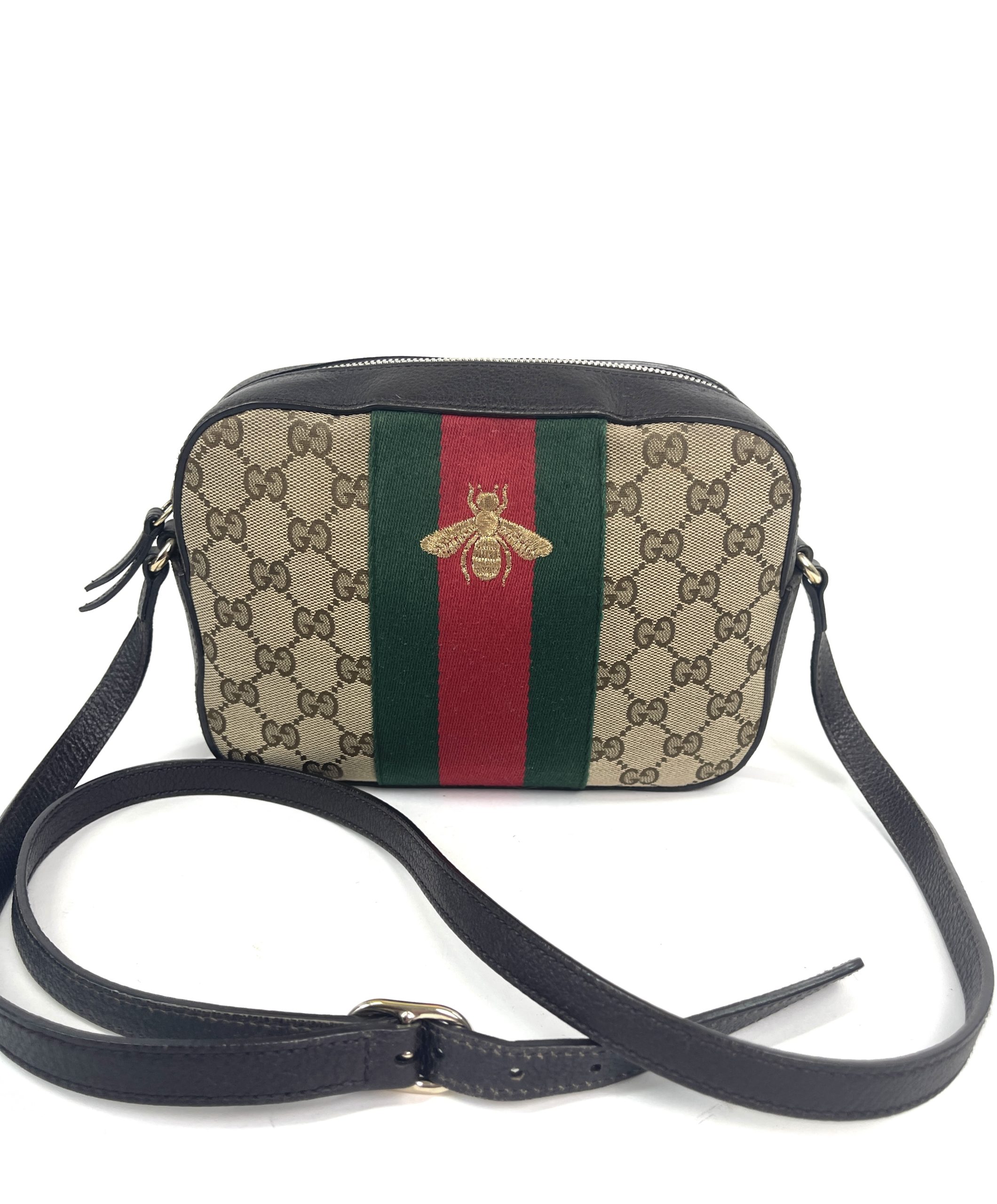 Gucci Monogram Messenger Bag Dark Brown in Very Good Condition 