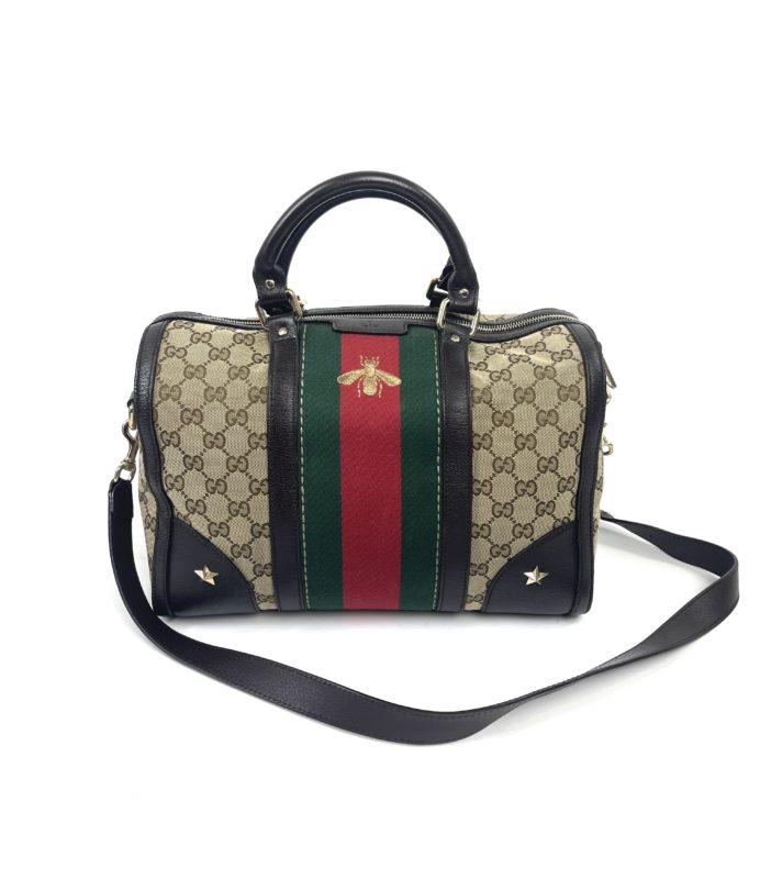 Gucci Black Canvas Web Stripe Crossbody Bag – Queen Bee of Beverly