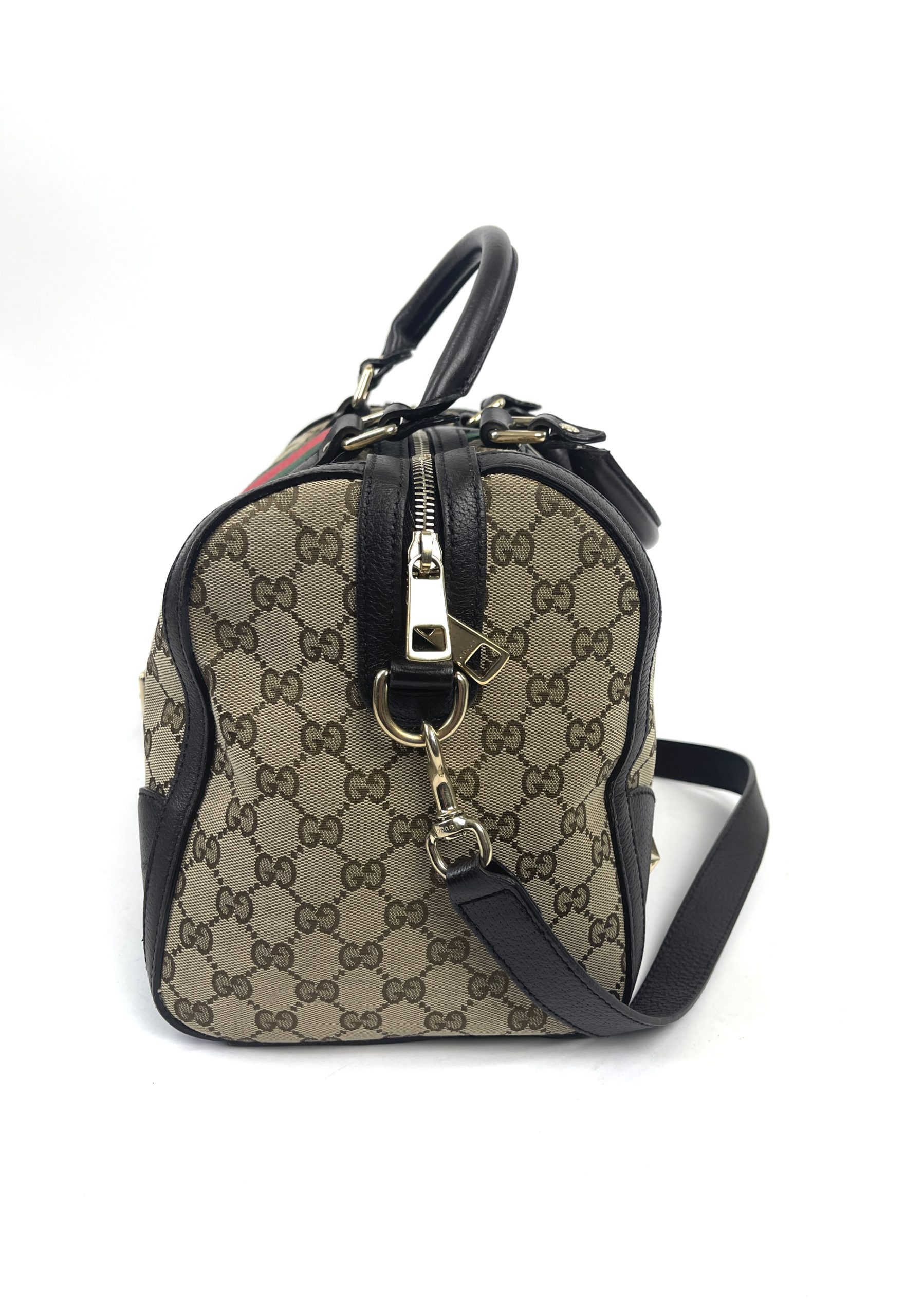 Gucci GG Canvas Web Bee Crossbody Bag - Brown Crossbody Bags
