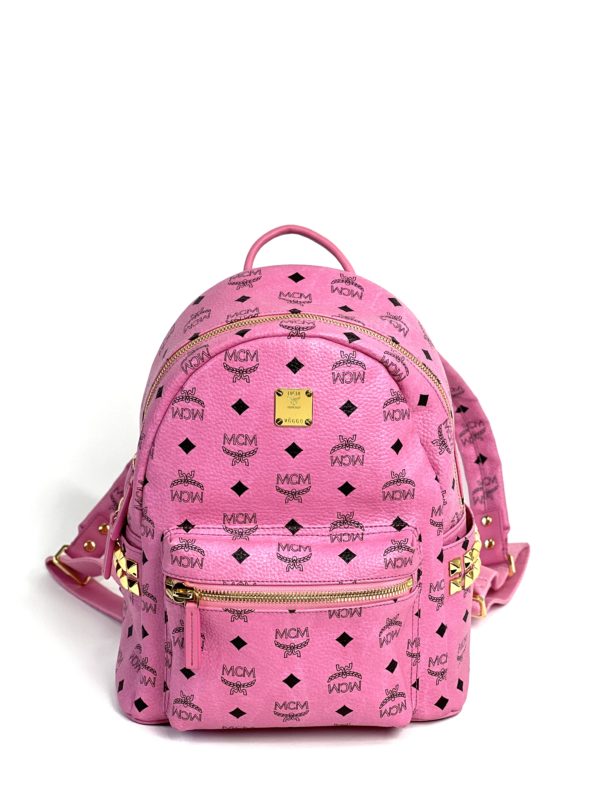 MCM Visetos Backpack Charm Crossbody Pink 706025