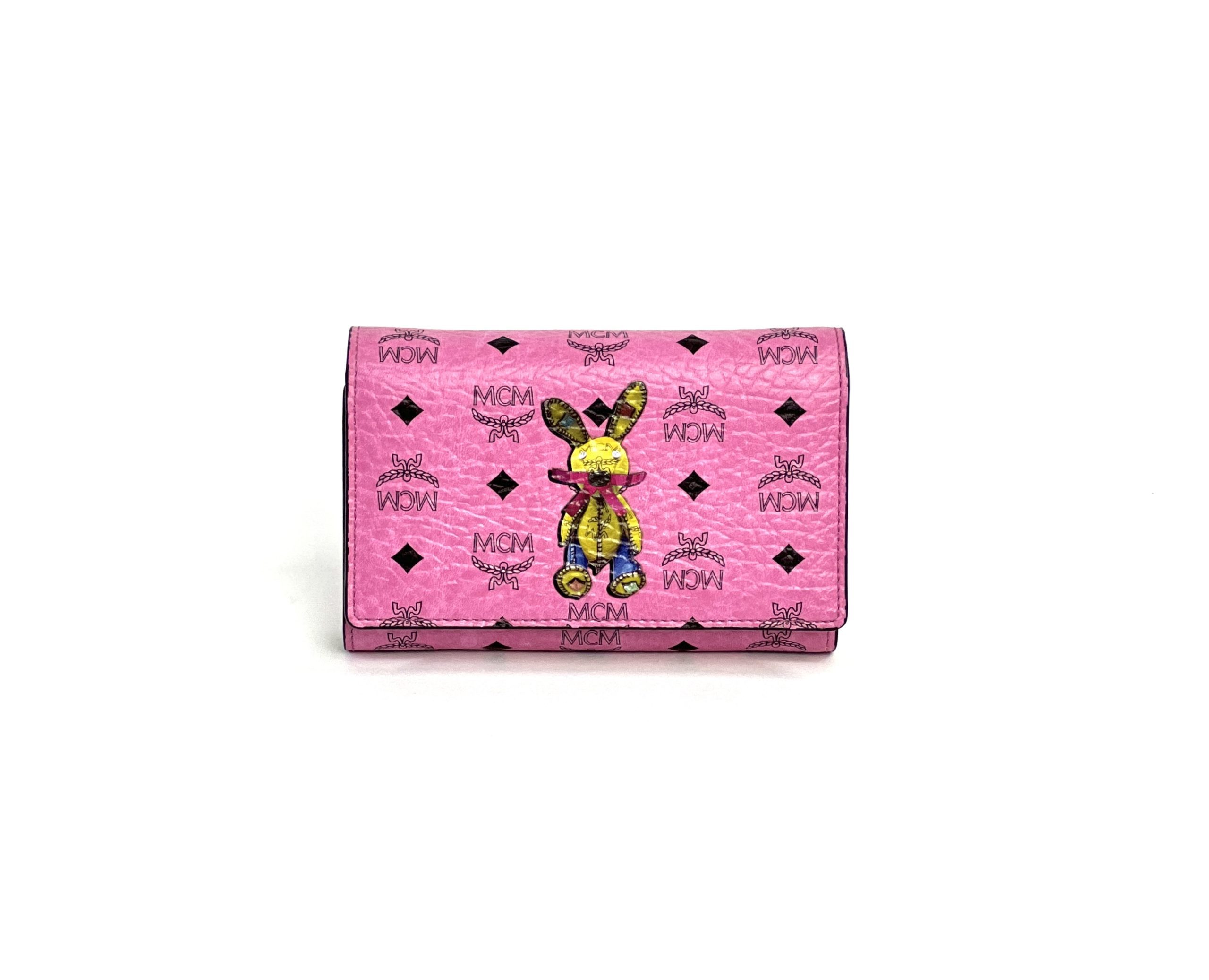 MCM Trifold Wallet Large Visetos Powder Pink in Coated Canvas with