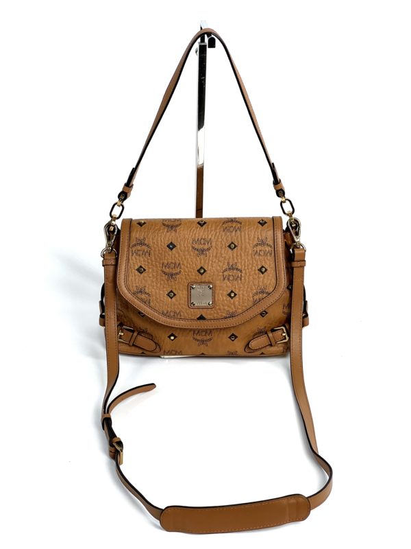 MCM Cognac Visetos Coated Canvas and Leather Flap Crossbody Bag MCM