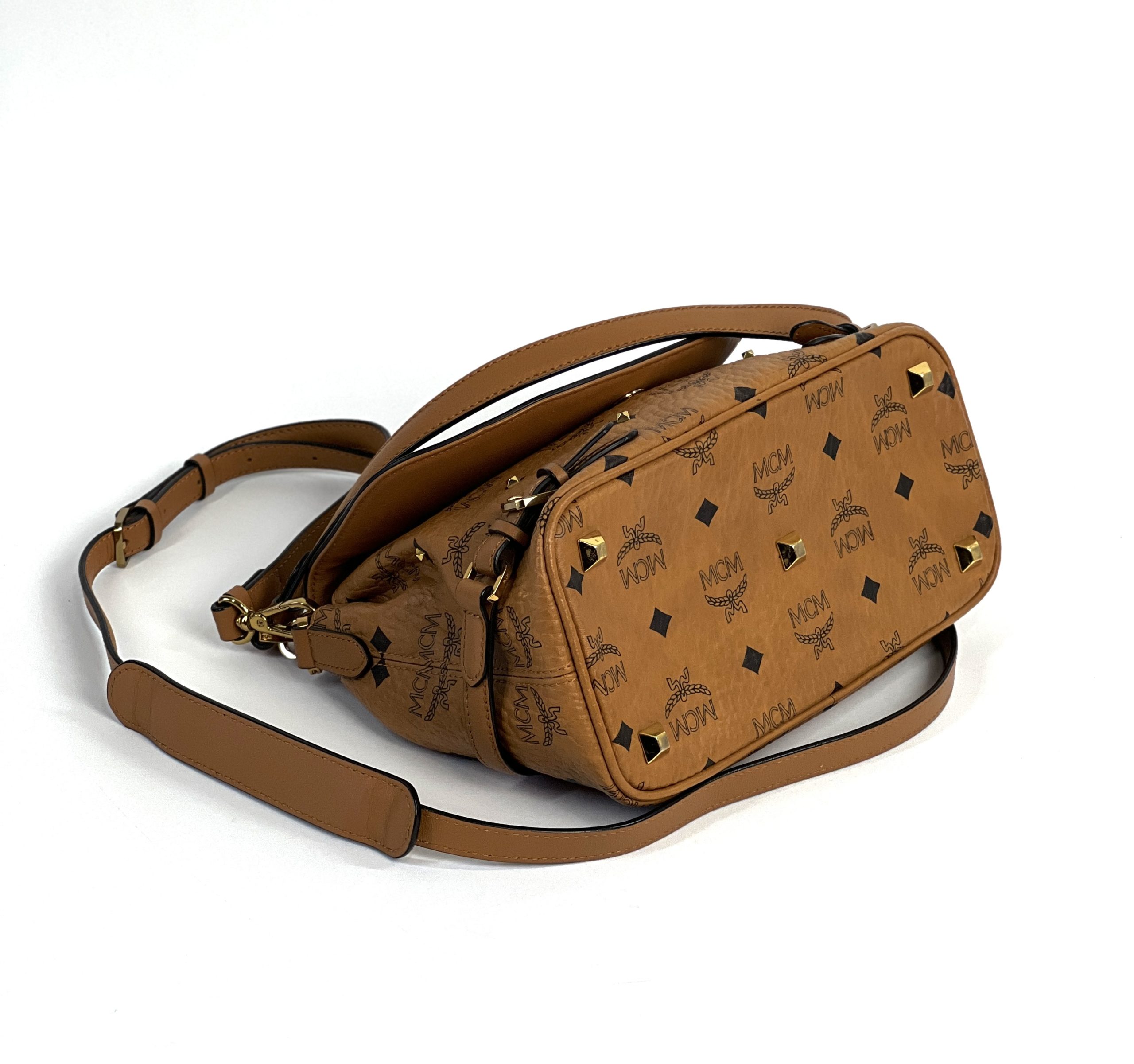 MCM Visetos Brown Leather Crossbody Satchel Bag - A World Of Goods For You,  LLC
