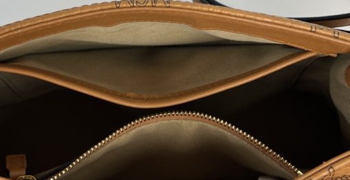 MCM Visetos Brown Leather Crossbody Satchel Bag 12