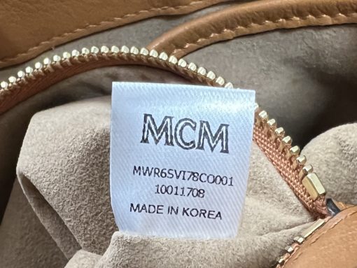 MCM Visetos Brown Leather Crossbody Satchel Bag 17