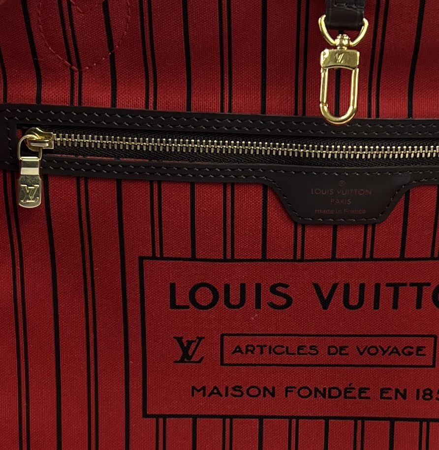 Louis Vuitton Neverfull Damier Ebene MM Cerise Lining - US