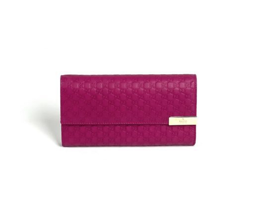 Gucci Hot Pink Micro Guccissima Long Leather Wallet