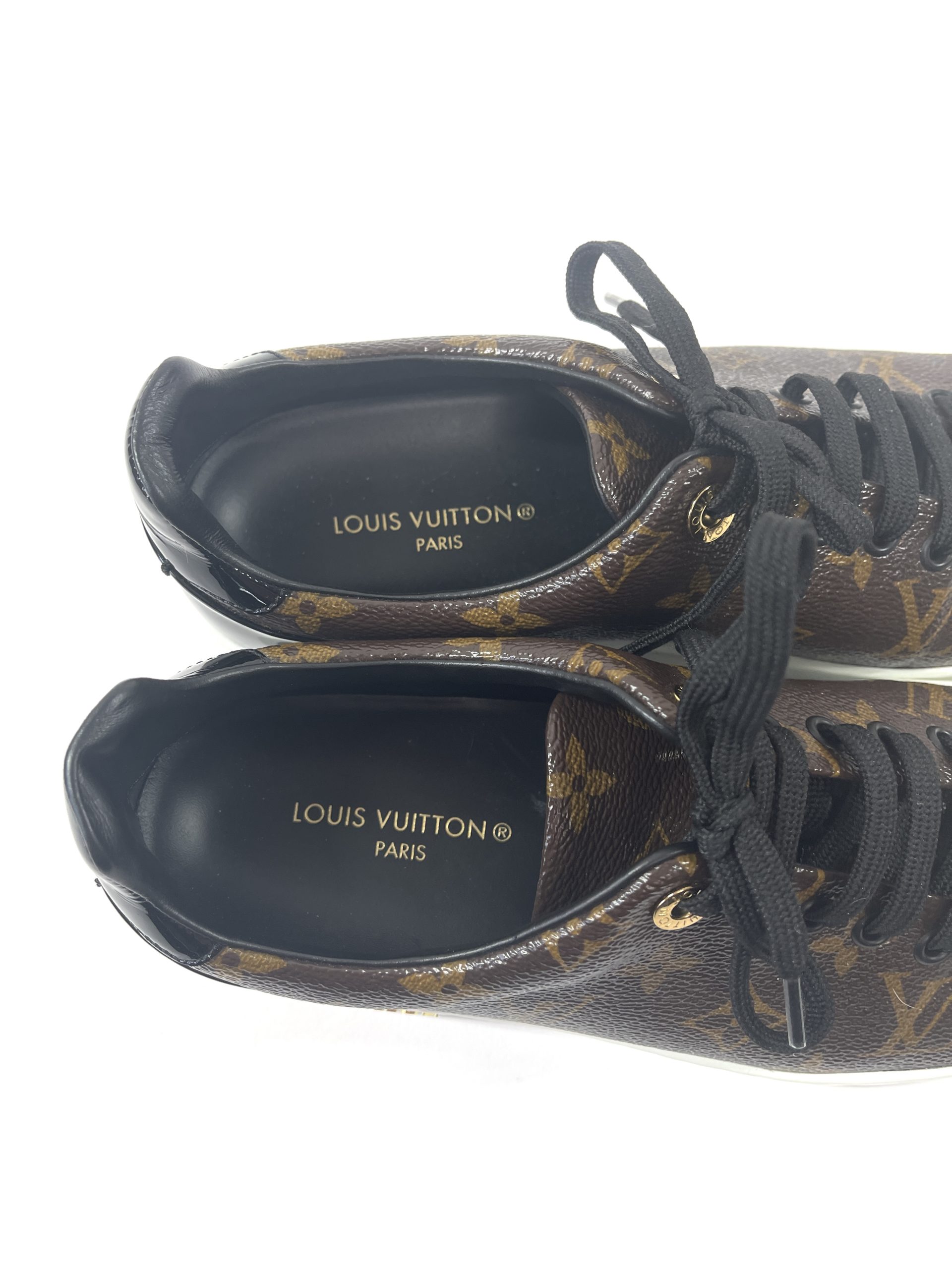 Authentic Louis Vuitton Sz 35 Denim LV Monogram/Leather Flip Flop Sandals