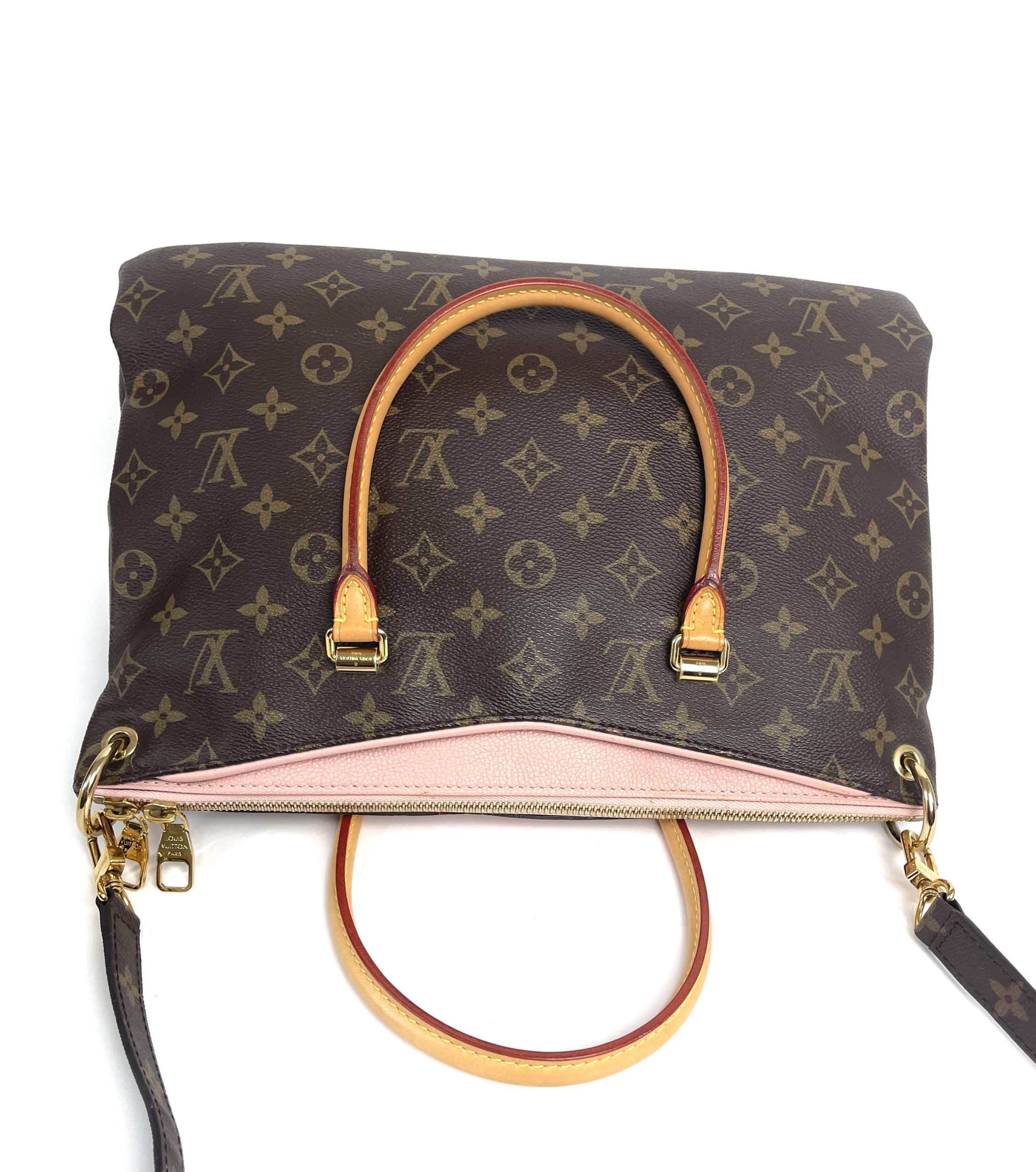 Louis+Vuitton+Pallas+Red+Handle+Tote+Brown+Canvas for sale online