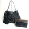 Gucci Soho Pebbled Leather Chain Medium Black Shoulder Bag 22