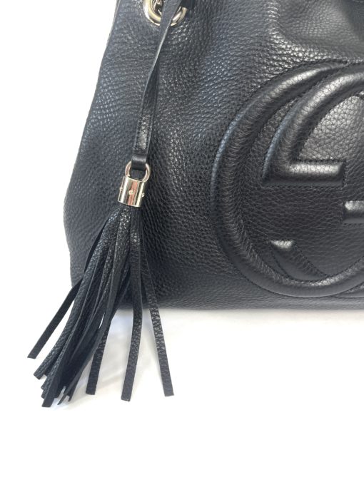 Gucci Soho Pebbled Leather Chain Medium Black Shoulder Bag 13