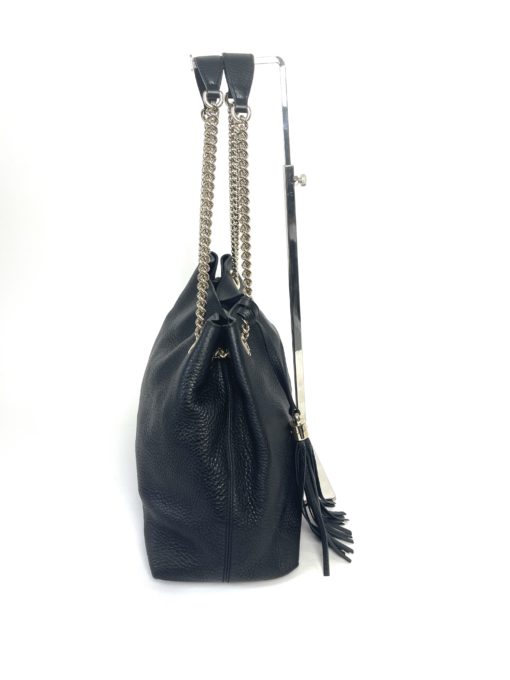 Gucci Soho Pebbled Leather Chain Medium Black Shoulder Bag 5