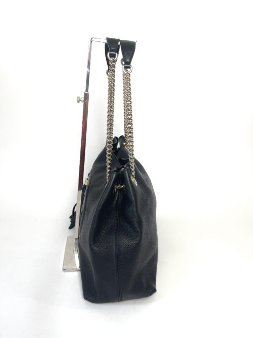 Gucci Soho Pebbled Leather Chain Medium Black Shoulder Bag 4