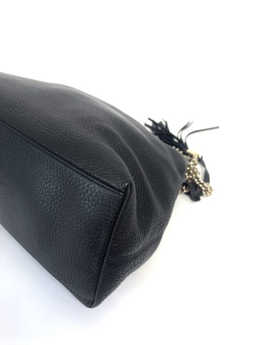 Gucci Soho Pebbled Leather Chain Medium Black Shoulder Bag 8