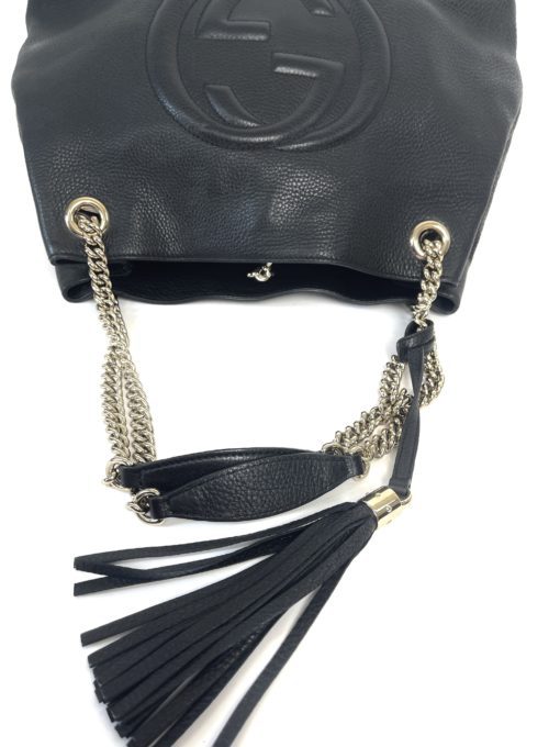 Gucci Soho Pebbled Leather Chain Medium Black Shoulder Bag 11