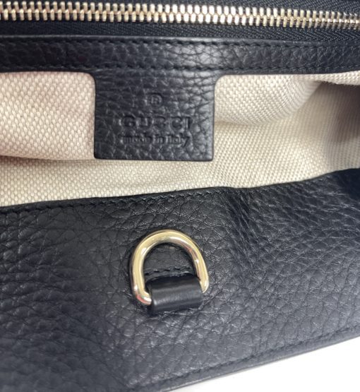 Gucci Soho Pebbled Leather Chain Medium Black Shoulder Bag 14