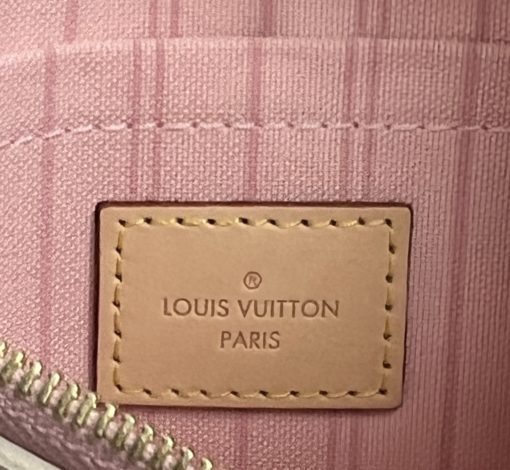 Louis Vuitton Damier Azur Neverfull Pouch Rose Ballerine 10