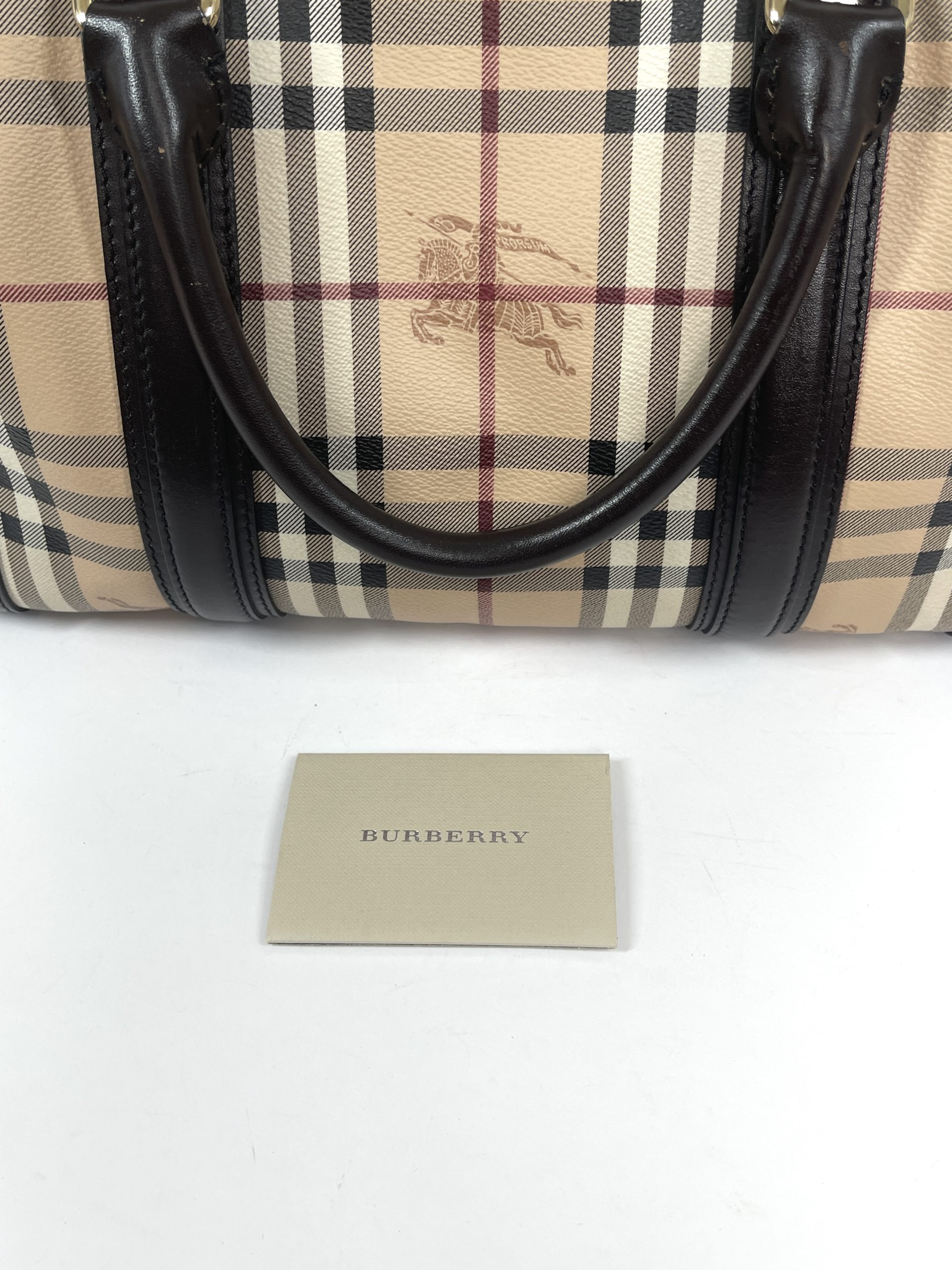 Burberry Alchester Bowling Bag Haymarket Coated Canvas and Leather Medium  at 1stDibs