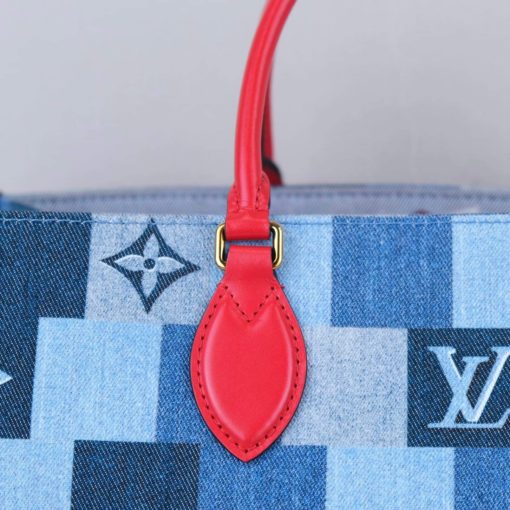 Louis Vuitton Denim Damier Monogram Onthego Blue Rouge 16