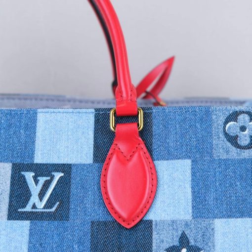 Louis Vuitton Denim Damier Monogram Onthego Blue Rouge 15