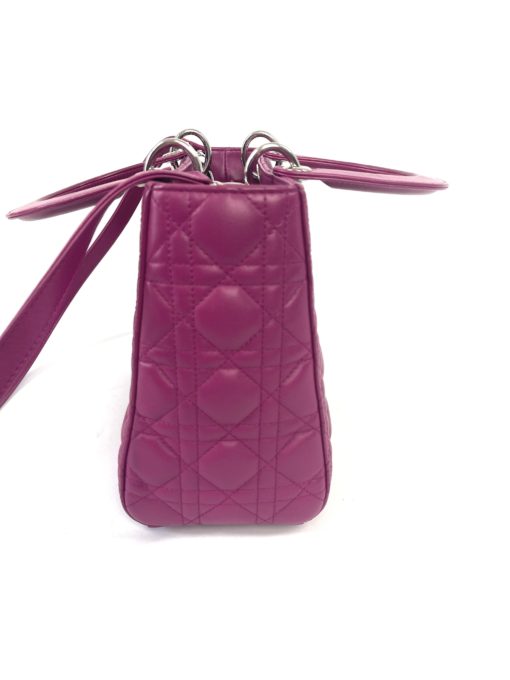 Christian Dior Lady Dior Medium Lambskin Cannage Magenta Pink  9