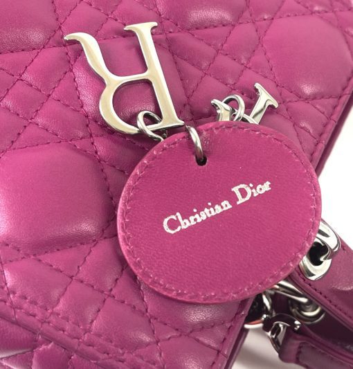 Christian Dior Lady Dior Medium Lambskin Cannage Magenta Pink  22