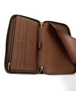 Louis Vuitton brown red Long Wallet Monogram Daily Organizer Zip Around  M61452