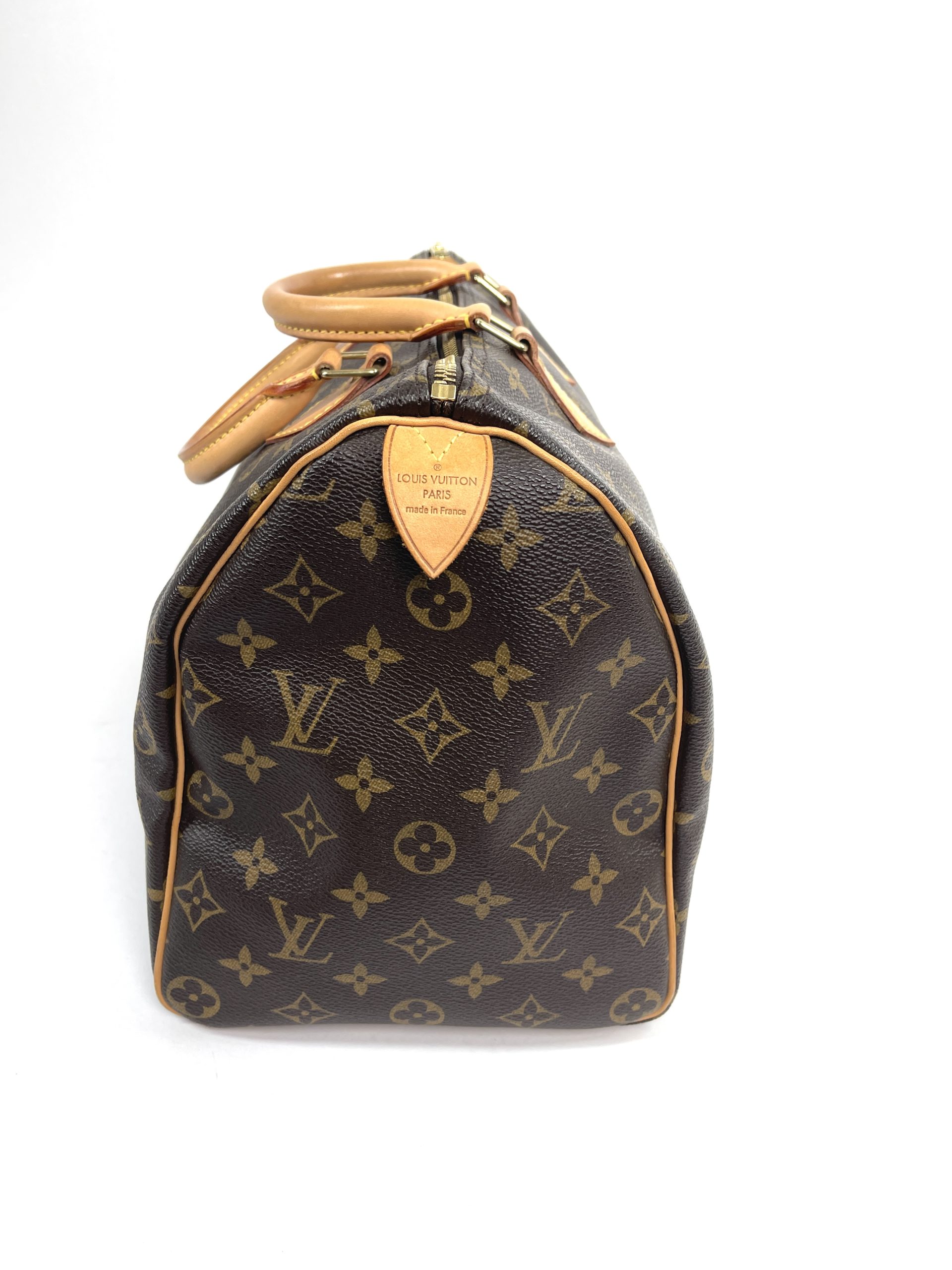 Louis Vuitton Damier Azur Speedy 35. Made in France. With Initials
