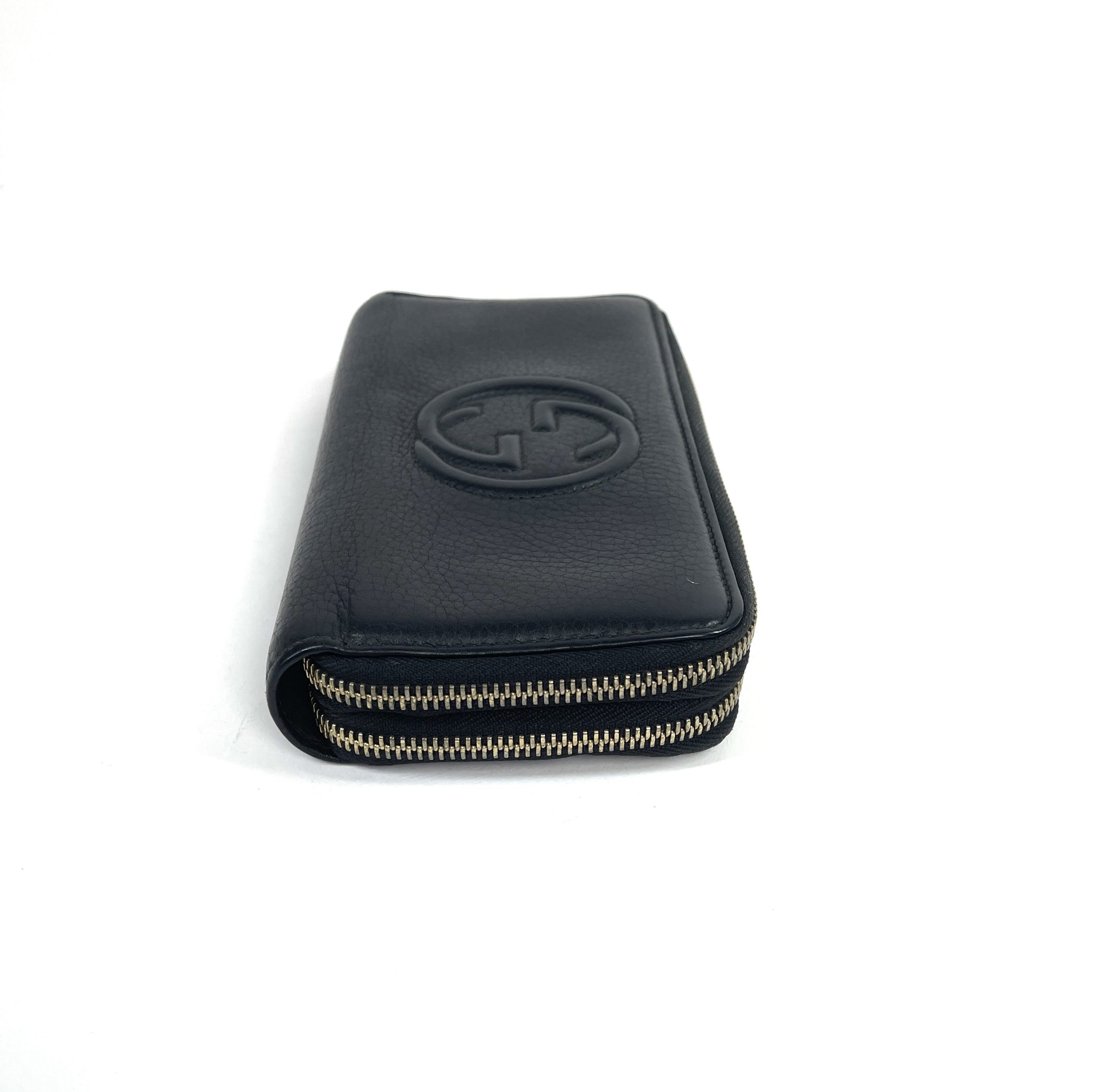 Gucci Microguccissima Small Zip Wallet with Key Ring in Black