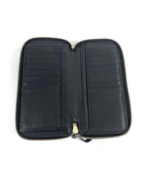 Gucci Soho Cellarius Black Pebbled Leather Double Zip Around Clutch Wallet 4