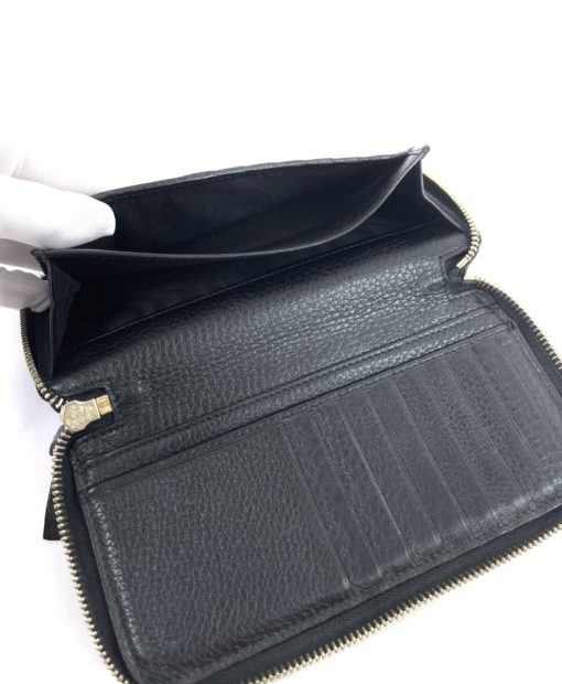 Gucci Soho Cellarius Black Pebbled Leather Double Zip Around Clutch Wallet 16