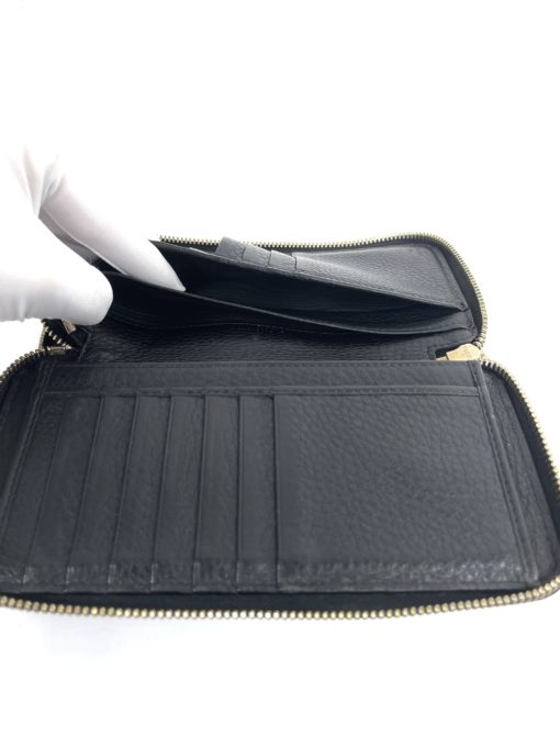 Gucci Soho Cellarius Black Pebbled Leather Double Zip Around Clutch Wallet 13