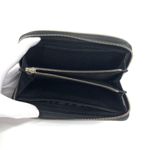 Gucci Soho Cellarius Black Pebbled Leather Double Zip Around Clutch Wallet 12