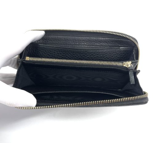 Gucci Soho Cellarius Black Pebbled Leather Double Zip Around Clutch Wallet 11