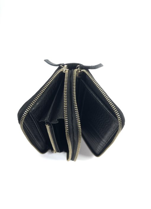 Gucci Soho Cellarius Black Pebbled Leather Double Zip Around Clutch Wallet 9