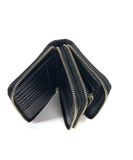 Gucci Soho Cellarius Black Pebbled Leather Double Zip Around Clutch Wallet 18
