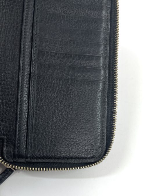 Gucci Soho Cellarius Black Pebbled Leather Double Zip Around Clutch Wallet 14
