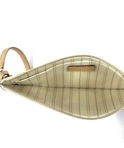 Neverfull Louis Vuitton Damier Azur clutch bag with leather wrist strap  Beige ref.248346 - Joli Closet