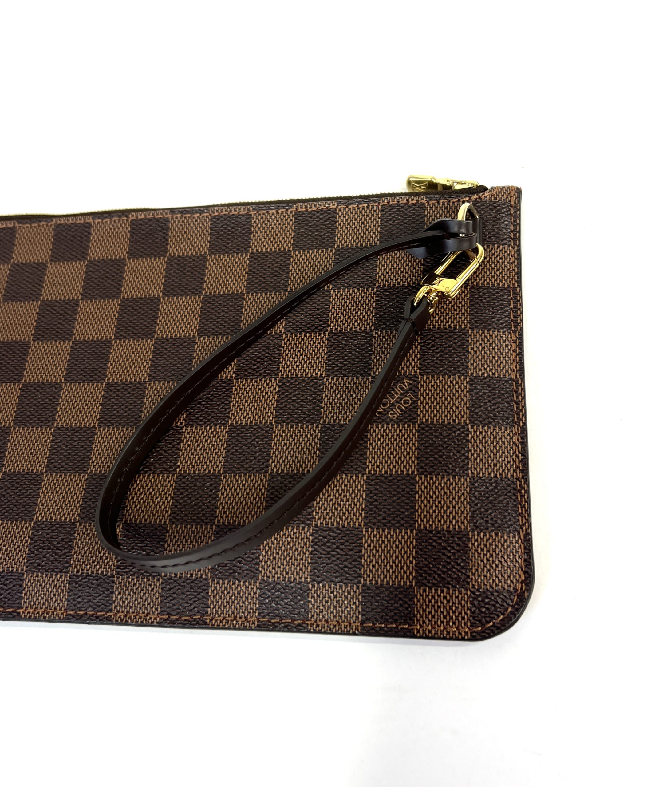 Louis Vuitton Damier Ebene Neverfull Pouch with Cerise - A World