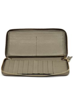 Calvin Klein Saffiano Leather Zip Wallet Beige Tan - Depop