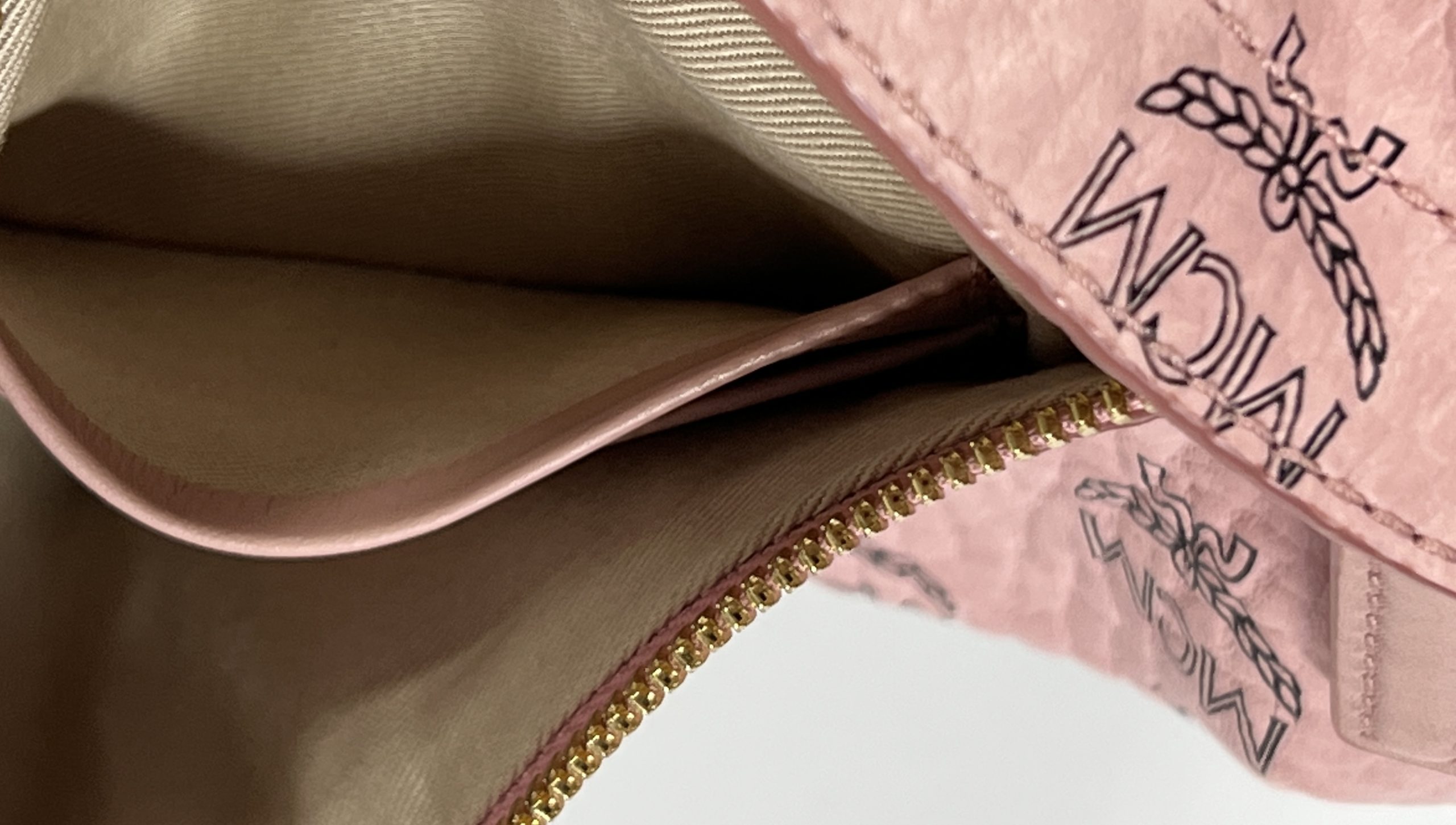 MCM Visetos Original Authentic Crossbody Bag Pouch Powder Pink NEW SEALED