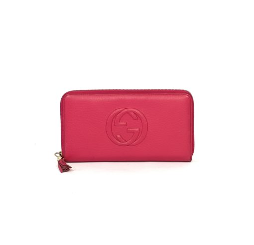 Gucci Soho Cellarius Hot Pink Leather Zip Around Wallet 3
