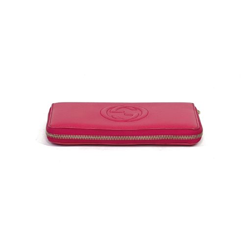 Gucci Soho Cellarius Hot Pink Leather Zip Around Wallet 11