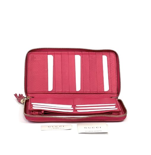 Gucci Soho Cellarius Hot Pink Leather Zip Around Wallet 5